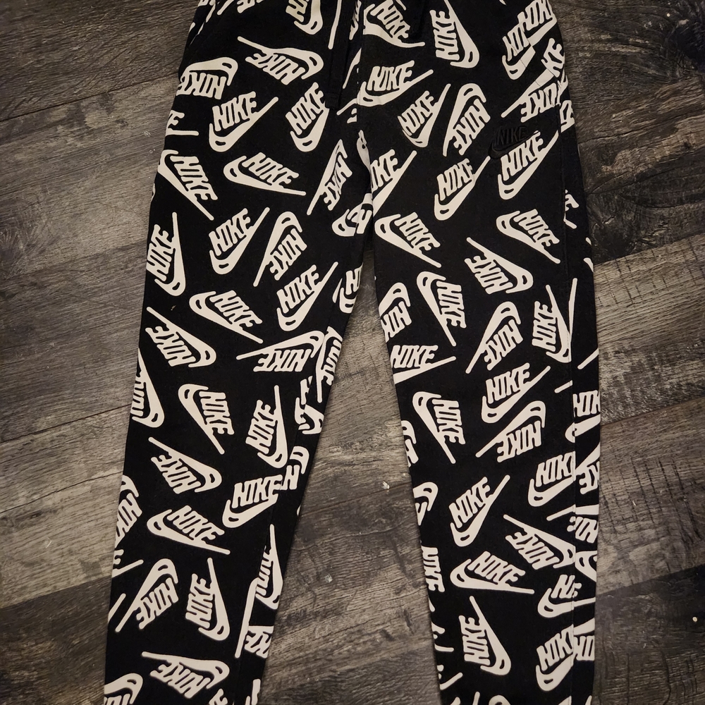 Nike Kids Black and White All-Over Print Joggers